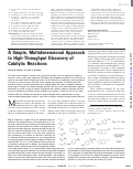 Cover page: A Simple, Multidimensional Approach to High-Throughput Discovery of Catalytic Reactions