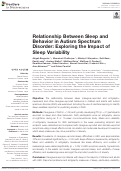 Cover page: Relationship Between Sleep and Behavior in Autism Spectrum Disorder: Exploring the Impact of Sleep Variability