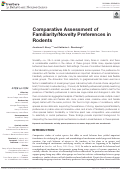 Cover page: Comparative Assessment of Familiarity/Novelty Preferences in Rodents