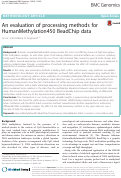 Cover page: An evaluation of processing methods for HumanMethylation450 BeadChip data