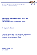 Cover page of Internalizing Immigration Policy within the Nation-State: The Local Initiative of Aguaviva, Spain