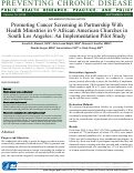 Cover page: Promoting Cancer Screening in Partnership With Health Ministries in 9 African American Churches in South Los Angeles: An Implementation Pilot Study