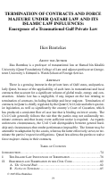 Cover page: Termination of Contracts and Force Majeure Under Qatari Law and Its Islamic Law Influences: Emergence of a Transnational Gulf Private Law