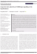 Cover page: Long‐term ionic plasticity of GABAergic signalling in the hypothalamus