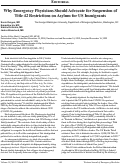 Cover page: Why Emergency Physicians Should Advocate for Suspension of Title 42 Restrictions on Asylum for US Immigrants