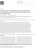 Cover page: Reexamining cancer metabolism: lactate production for carcinogenesis could be the purpose and explanation of the Warburg Effect