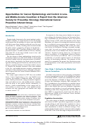 Cover page: Opportunities for cancer epidemiology and control in low- and middle-income countries: a report from the american society for preventive oncology international cancer prevention interest group.