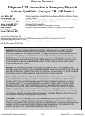 Cover page: Telephone CPR Instructions in Emergency Dispatch  Systems: Qualitative Survey of 911 Call Centers