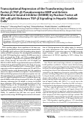 Cover page: Transcriptional Repression of the Transforming Growth Factor β (TGF-β) Pseudoreceptor BMP and Activin Membrane-bound Inhibitor (BAMBI) by Nuclear Factor κB (NF-κB) p50 Enhances TGF-β Signaling in Hepatic Stellate Cells*