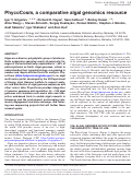 Cover page: PhycoCosm, a comparative algal genomics resource