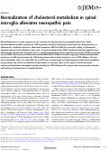 Cover page: Normalization of cholesterol metabolism in spinal microglia alleviates neuropathic pain