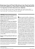 Cover page: Respiratory Syncytial Virus Outbreak in a Long‐Term Care Facility Detected Using Reverse Transcriptase Polymerase Chain Reaction: An Argument for Real‐Time Detection Methods