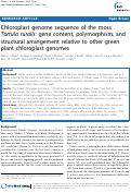 Cover page: Chloroplast genome sequence of the moss Tortula ruralis: gene content, polymorphism, and structural arrangement relative to other green plant chloroplast genomes.