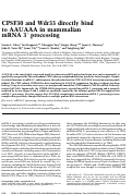 Cover page: CPSF30 and Wdr33 directly bind to AAUAAA in mammalian mRNA 3′ processing