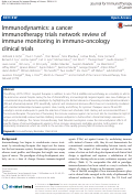 Cover page: Immunodynamics: a cancer immunotherapy trials network review of immune monitoring in immuno-oncology clinical trials