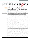 Cover page: Rotating lattice single crystal architecture on the surface of glass