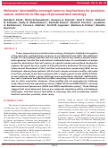 Cover page: Molecular inimitability amongst tumors: implications for precision cancer medicine in the age of personalized oncology
