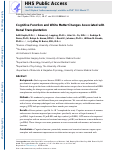 Cover page: Cognitive Function and White Matter Changes Associated with Renal Transplantation.