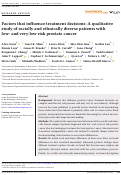 Cover page: Factors that influence treatment decisions: A qualitative study of racially and ethnically diverse patients with low- and very-low risk prostate cancer.