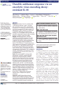 Cover page of Durable antitumor response via an oncolytic virus encoding decoy-resistant IL-18.