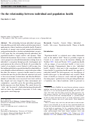 Cover page: On the relationship between individual and population health.