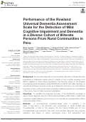 Cover page: Performance of the Rowland Universal Dementia Assessment Scale for the Detection of Mild Cognitive Impairment and Dementia in a Diverse Cohort of Illiterate Persons From Rural Communities in Peru