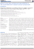 Cover page: Before it is too late: professional responsibilities in late-onset Alzheimer's research and pre-symptomatic prediction.