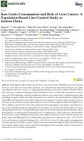 Cover page: Raw Garlic Consumption and Risk of Liver Cancer: A Population-Based Case-Control Study in Eastern China