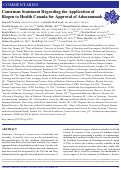 Cover page: Consensus Statement Regarding the Application of Biogen to Health Canada for Approval of Aducanumab