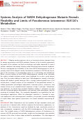 Cover page: Systems Analysis of NADH Dehydrogenase Mutants Reveals Flexibility and Limits of Pseudomonas taiwanensis VLB120’s Metabolism