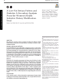 Cover page: A Low-Fat Dietary Pattern and Diabetes: A Secondary Analysis From the Women’s Health Initiative Dietary Modification Trial