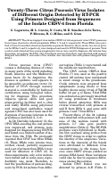 Cover page: Twenty-Three Citrus Psorosis Virus Isolates of Different Origin Detected by RT-PCR Using Primers Designed from Sequences of the Isolate CRSV-4 from Florida