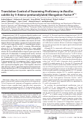 Cover page: Translation Control of Swarming Proficiency in Bacillus subtilis by 5-Amino-pentanolylated Elongation Factor P*