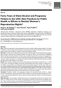 Cover page: Forty Years of State Alcohol and Pregnancy Policies in the USA: Best Practices for Public Health or Efforts to Restrict Women's Reproductive Rights?