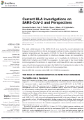 Cover page: Current HLA Investigations on SARS-CoV-2 and Perspectives