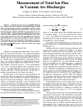 Cover page: Measurement of total ion flux in vacuum Arc discharges