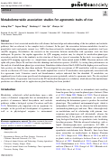 Cover page: Metabolome-wide association studies for agronomic traits of rice