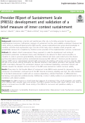 Cover page: Provider REport of Sustainment Scale (PRESS): development and validation of a brief measure of inner context sustainment