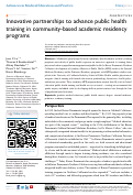 Cover page: Innovative partnerships to advance public health training in community-based academic residency programs