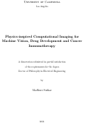 Cover page: Physics-inspired Computational Imaging for Machine Vision, Drug Development and Cancer Immunotherapy