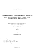Cover page: Getting in shape: physical principles underlying order generation and shape change in the morphogenesis of thin tissues