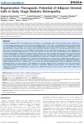 Cover page: Regenerative Therapeutic Potential of Adipose Stromal Cells in Early Stage Diabetic Retinopathy