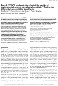 Cover page: Does 5-HTTLPR moderate the effect of the quality of environmental context on maternal sensitivity? Testing the differential susceptibility hypothesis.