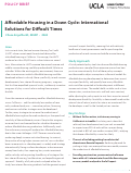 Cover page: Affordable Housing in a Down Cycle: International Solutions for Difficult Times&nbsp;