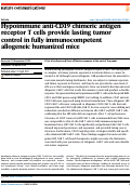 Cover page: Hypoimmune anti-CD19 chimeric antigen receptor T cells provide lasting tumor control in fully immunocompetent allogeneic humanized mice