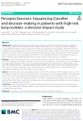 Cover page: Percepta Genomic Sequencing Classifier and decision-making in patients with high-risk lung nodules: a decision impact study