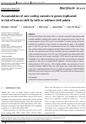 Cover page: Accumulation of rare coding variants in genes implicated in risk of human cleft lip with or without cleft palate