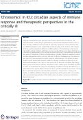 Cover page: ‘Chronomics’ in ICU: circadian aspects of immune response and therapeutic perspectives in the critically ill