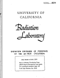 Cover page: RADIATION EXPOSURES OF PERSONNEL AT THE 60-INCH CYCLOTRON