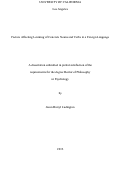 Cover page: Factors Affecting Learning of Concrete Nouns and Verbs in a Foreign Language